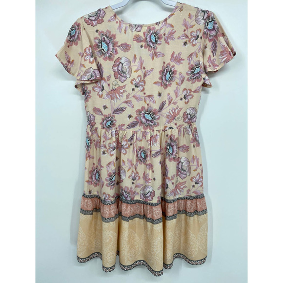Japna Womens Pink Floral Patterned Flutter Sleeve Dress NEW XS - Picture 2 of 10